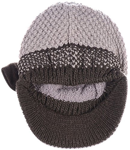 BYOS Womens Winter Chic Cable Warm Fleece Lined Crochet Knit Hat W/Visor Newsboy Cabbie Cap - color: Brown Bow