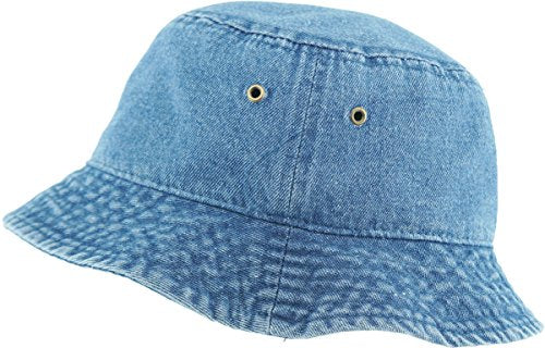KBETHOS® 100% Cotton Washed Bucket Hat - color: 1. Medium Denim, size: Small-Medium