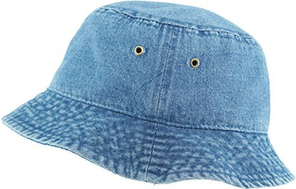 KBETHOS® 100% Cotton Washed Bucket Hat - color: 1. Medium Denim, size: Large-X-Large