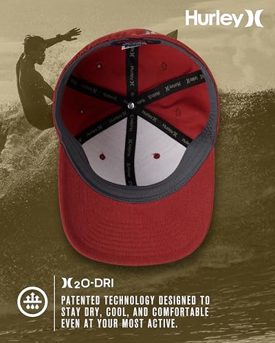Hurley Mens Baseball Cap - Lightweight H2O-DRI Breathable Moisture Wicking Curved Brim Fitted Hats for Men - color: Burgundy, size: Small-Medium