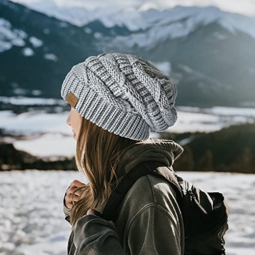 Women's Knitted Angora Wool Hat for Autumn and Winter Warm and Stylish with Rolled Brim and Slanted Rhinestones Cap - color: Z-grey