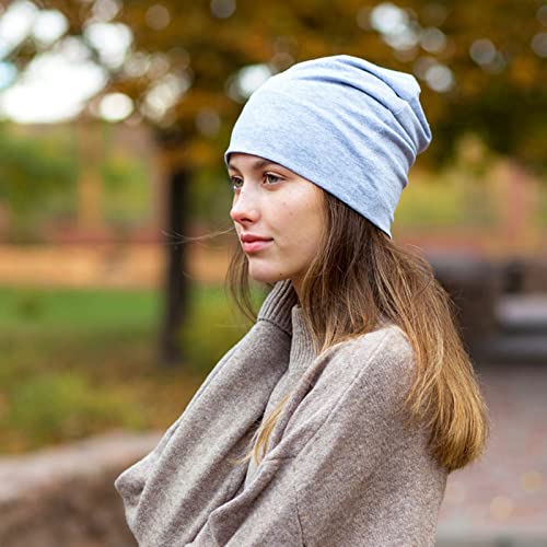 Tergy 4/10/12 Pieces Unisex Beanie Hats for Men Women Slouchy Beanie Hip-Hop Caps Lighweight Soft Skull Caps for Chemo Sleep - color: 4 Colors