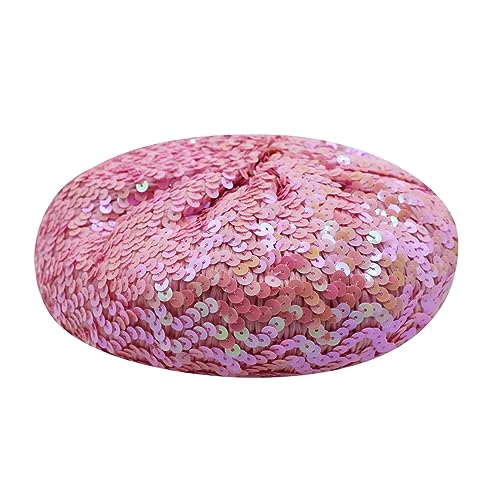JUMISEE Sparkly Sequin Berets for Women Girls Fashion Beanie Hat Costume Accessories for Festival Party Dance - color: Pink