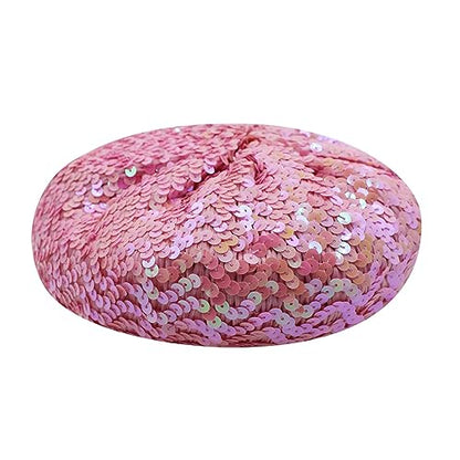 JUMISEE Sparkly Sequin Berets for Women Girls Fashion Beanie Hat Costume Accessories for Festival Party Dance - color: Pink
