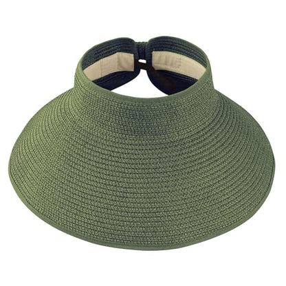 DOOVID Womens Summer Straw Hats Wide Brim Sun Hat UV Protection Visor Foldable Beach Hat for Women - color: Army Green