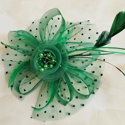 Fascinators Hat for Women Tea Party Headband 20s 50s Pillbox Headwear Cocktail Green - color: Green