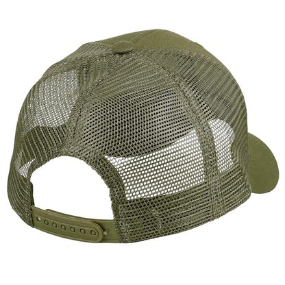 Falari Trucker Hat Baseball Cap Structured Plain Design 6 Panel, Adjustable Size - color: 2pk Black & Army Green