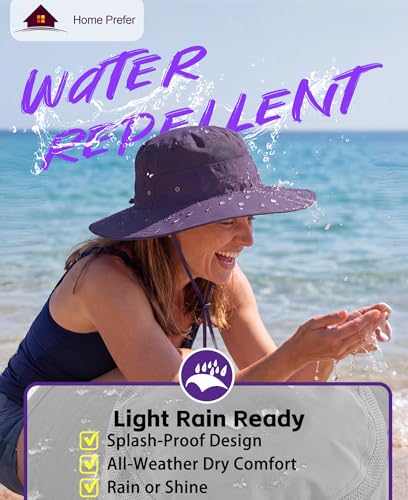 Home Prefer UPF 50+ Men's Sun Hat Wide Brim Bucket Hat UV Protection Hat for Mens Womens Beach Safari Gardening Golf Fishing - color: Deep Purple