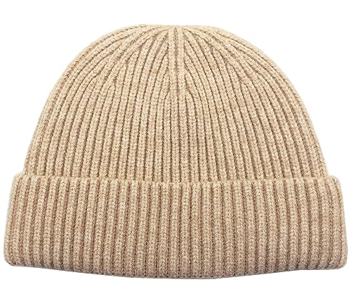ROYBENS Swag Wool Knit Cuff Short Fisherman Beanie for Men Women Winter Hat - color: 1pcs-apricot