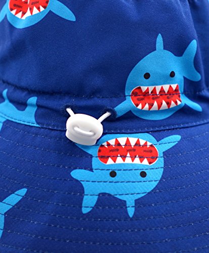 Home Prefer UPF50+ Wide Brim Sun Hat Boys Girls Sun Protection Hat Zoo Beach Swim Safari Bucket Hat for Baby Toddler Kid - color: Shark, size: 6-12 Months