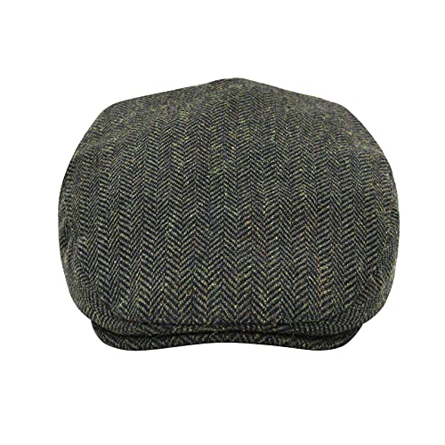 STARANCE Men Wool Blend Newsboy Cap Flat Hat - color: Herringbone Green, size: 7 1/4