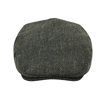 STARANCE Men Wool Blend Newsboy Cap Flat Hat - color: Herringbone Green, size: 7 1/4