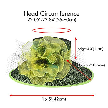 2026 Derby Hats for Women Ladies, Classy Organza Sun Hat, Church Tea Party Wedding Kentucky Fascinator Hat - color: B4215-green