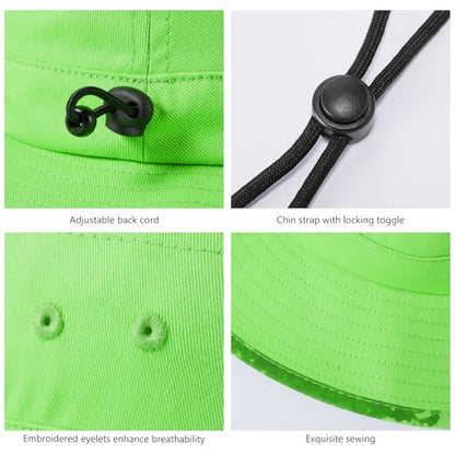 UPF 50+ Foldable Sun Hat Patterned Under Brim Bucket Hats for Summer Hiking Fishing Beach Safari Men Women - color: Apple Green, size: Medium
