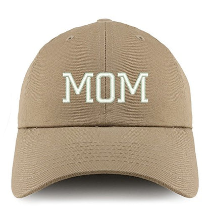 Trendy Apparel Shop Mom Embroidered Low Profile Soft Cotton Dad Hat Cap - color: Khaki
