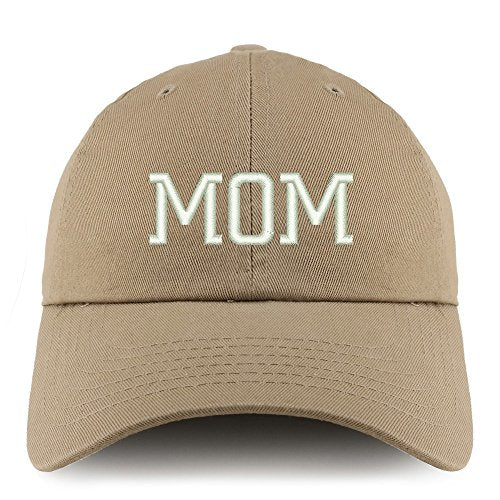 Trendy Apparel Shop Mom Embroidered Low Profile Soft Cotton Dad Hat Cap - color: Khaki