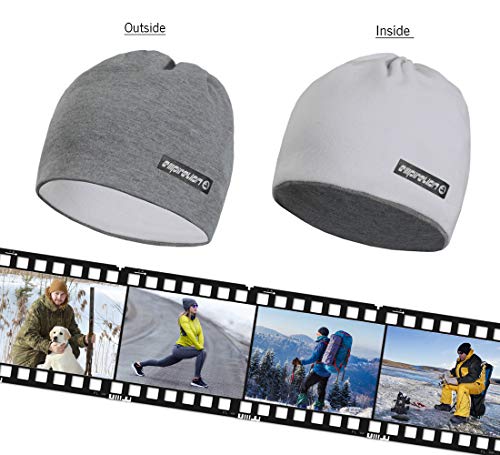 EMPIRELION Softshell Winter Fleece Lined Beanie Hats, 9" Running Skull Cap Thermal Tactical Watch Cap Men Women - color: Light Grey Melange