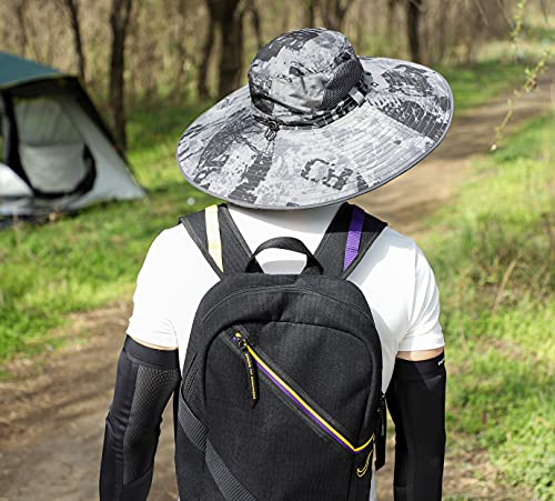 Leotruny Men Wide Brim Sun Hats UPF50+ Waterproof Breathable Bucket Hat - color: C05-dark Grey Ink