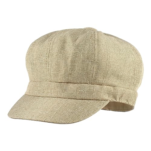 Women Cotton Blend Newsboy Cap Cabbie Paperboy Painter Visor Hat - color: Khaki B