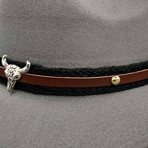 Men & Women's Fur Felt Cowboy Hat Wide Brim Western Outback - color: Grey