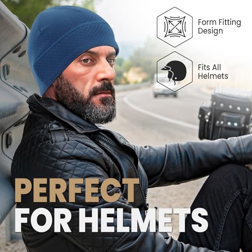 Skull Cap for Men Women Unidirectional Moisture Absorption & Sweat Wicking Quick-Dry Running Hat Beanie, Thermal Helmet Liner - color: Royal Blue