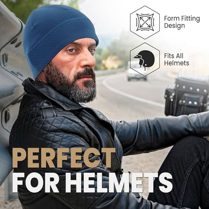 Skull Cap for Men Women Unidirectional Moisture Absorption & Sweat Wicking Quick-Dry Running Hat Beanie, Thermal Helmet Liner - color: Royal Blue