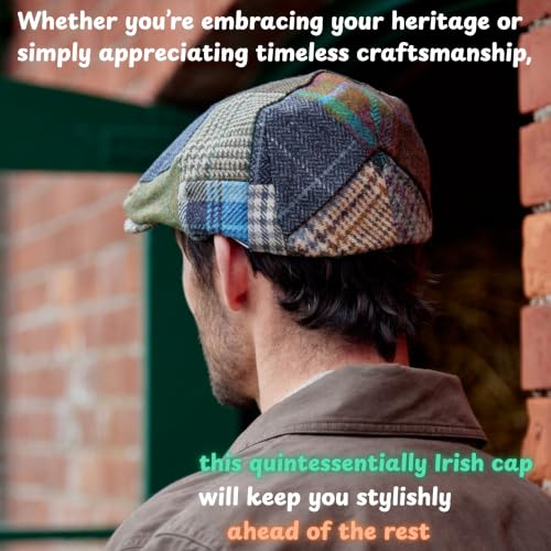 Biddy Murphy Newsboy Flat Cap, 100% Irish Wool - Made in Ireland - color: Multicolor, size: Large