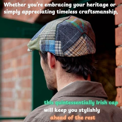 Biddy Murphy Newsboy Flat Cap, 100% Irish Wool - Made in Ireland - color: Multicolor, size: X-Large