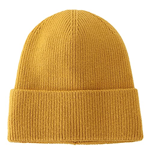 Connectyle Kids Beanie Hat Warm Winter Hats for Boys Girls Fleece Lined Knit Kids Hat for Ages 1-5 - color: Mustard Yellow