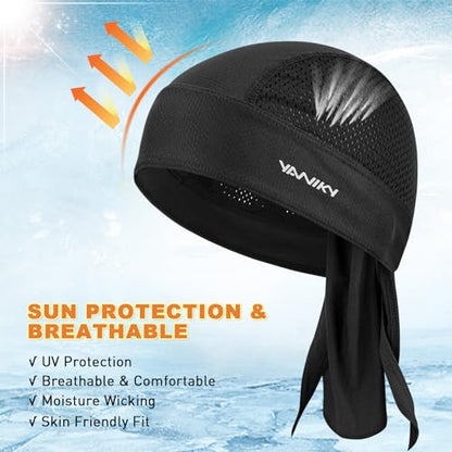 YANIKY Bandanas Skull Caps for Men, Women Skull Cap Helmet Liner Dew Rags - color: Black+grey