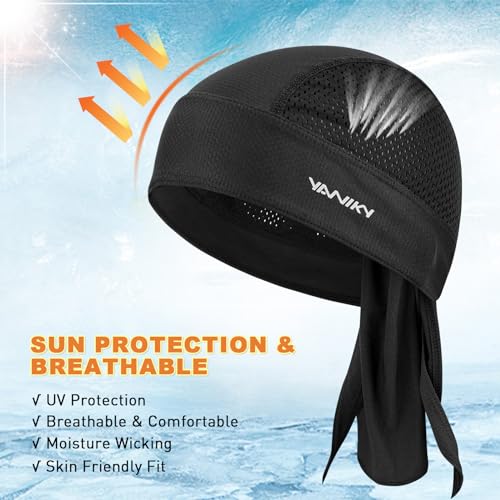 YANIKY Bandanas Skull Caps for Men, Women Skull Cap Helmet Liner Dew Rags - color: Black