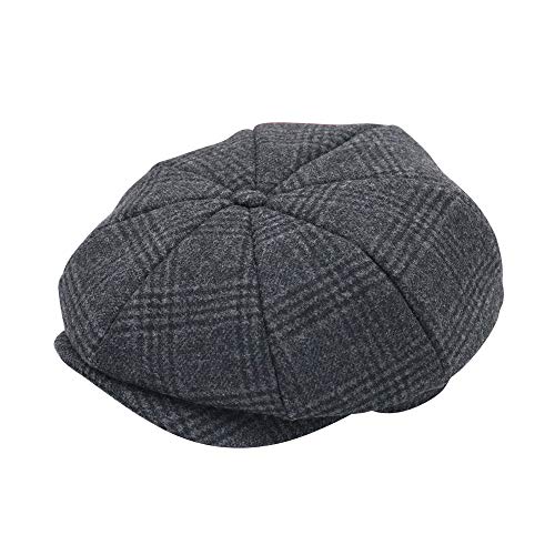 jerague Wool Newsboy Cap for Men Women - Classic Vintage Gatsby Lvy Cabbie Hat Flat Beret Cap Adjustable Size - color: Grey, size: X-Large-XX-Large