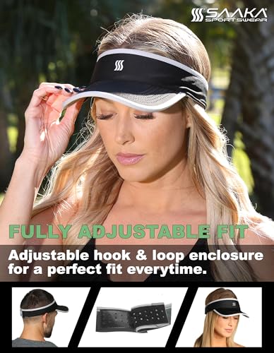 Sport Visor for Women. Sweat‑Wicking Visor for Running, Pickleball, Tennis & Golf. Lightweight & Adjustable Fit - color: Black