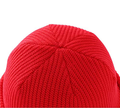 Connectyle 2 Pack Classic Cuffed Beanie Hat for Men & Women Warm Winter Knit Hat Thick Beanies Skull Cap Acrylic Watch Cap - color: Black+red