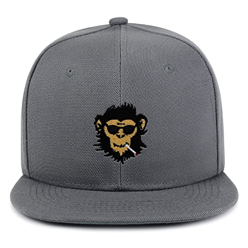 Smoking Monkey Hip-Hop Snapback Hat Embroidered Baseball Cap Wild Animal Funny - color: 03. Dark Grey