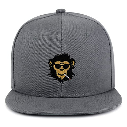 Smoking Monkey Hip-Hop Snapback Hat Embroidered Baseball Cap Wild Animal Funny - color: 03. Dark Grey