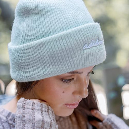 adidas Women's Script Fold Beanie - color: White/Clear Grey, size: One Size