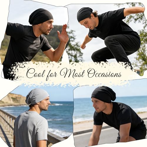 Qearl 3 PCS Slouchy Beanie, Cooling Skull Caps Cycling Sport Caps for Men
