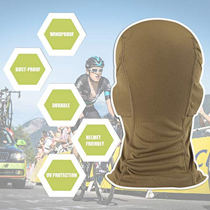 Balaclava Face Mask Adjustable Windproof UV Protection Hood - color: Brown