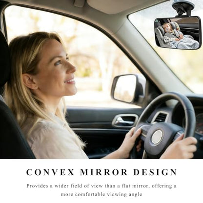 Car Interior Rearview Mirror, 360° Adjustable Wide Angle Sun Visor Backseat Mirror with Suction Cup, Universal Clip-on Safety Rear View Mirrors for Viewing Rear Passengers