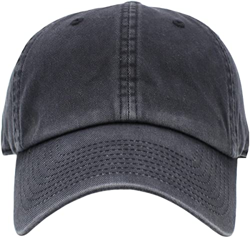 KBETHOS® Classic Washed Cotton Baseball Cap - color: Black Heavy Wash