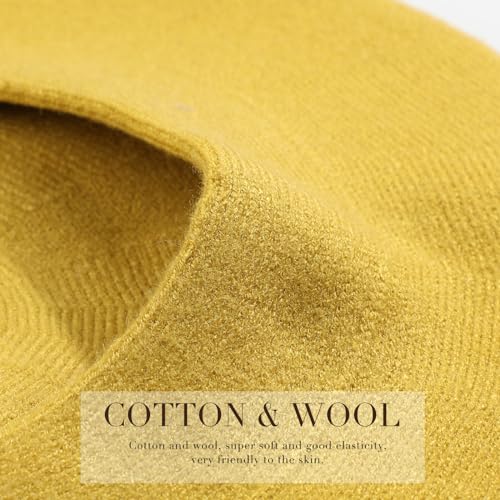 Sumolux Women Beret Hat French Beret Beanie Cap Classic Solid Color - color: Yellow, size: One Size