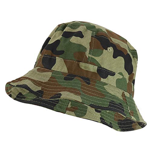 Armycrew Pigment Dyed Washed 100% Cotton Unisex Bucket Hat - color: Green Camo