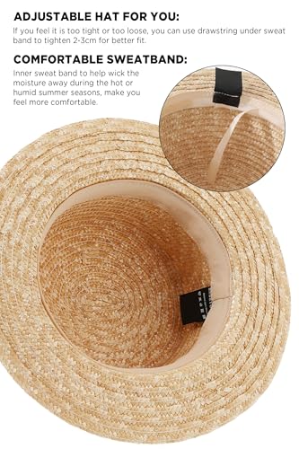 BABEYOND Men's Straw Boater Hat, 1920s Gatsby Summer Costume Accessory - color: Greenflower, size: Large-X-Large