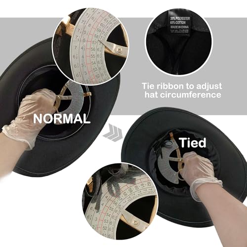 Felt Fedora Western Cowboy Hat for Women Men - color: Black-bull Rivet Band