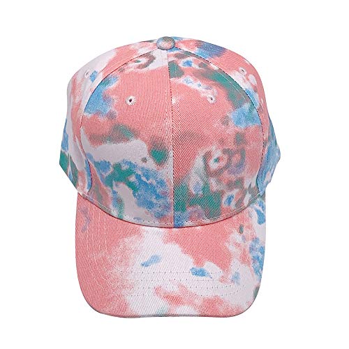 BEARUN Cotton Tie Dye Low Profile Cap Hiphop Baseball Cap Fashion Dad Hat - color: Pink White
