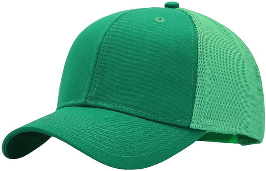 Mens Mesh Snapback Trucker Hat Baseball Cap, Fits OSFM&XXL Head - color: Green, size: Medium-Large