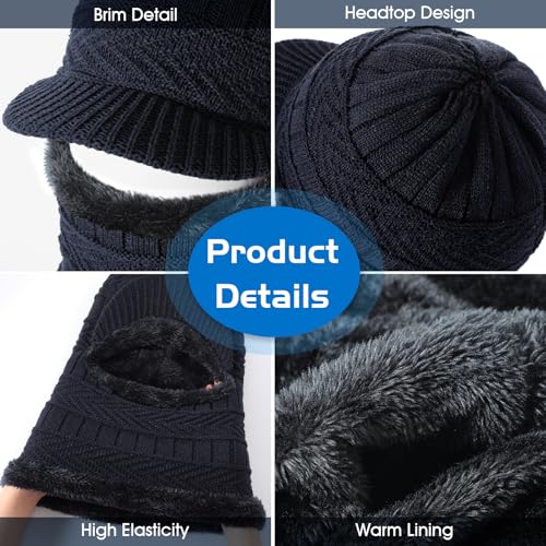 Clothclose Winter Balaclava Beanie Hat Knit Thermal Ski Mask for Men Women - color: Blue