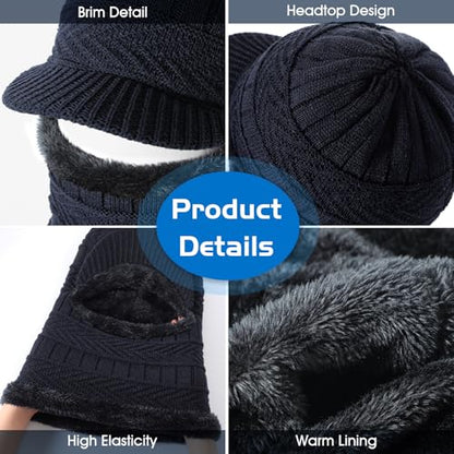 Clothclose Winter Balaclava Beanie Hat Knit Thermal Ski Mask for Men Women - color: Blue