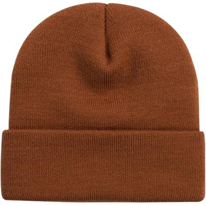 ZOORON Beanie for Men Women Warm Winter Hat Unisex Soft Knit Cuffed Beanie - color: Camel